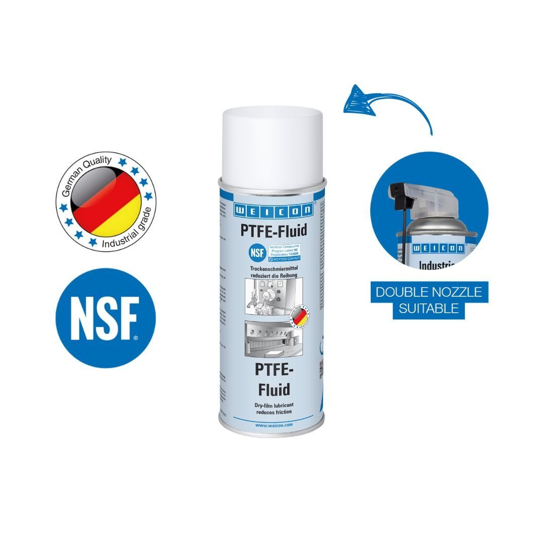 WEICON Schmierfett PTFE-Fluid, fettfreies Trockenschmiermittel, weiß, milchig, 400 ml, (Dose), NSF-zertifiziert