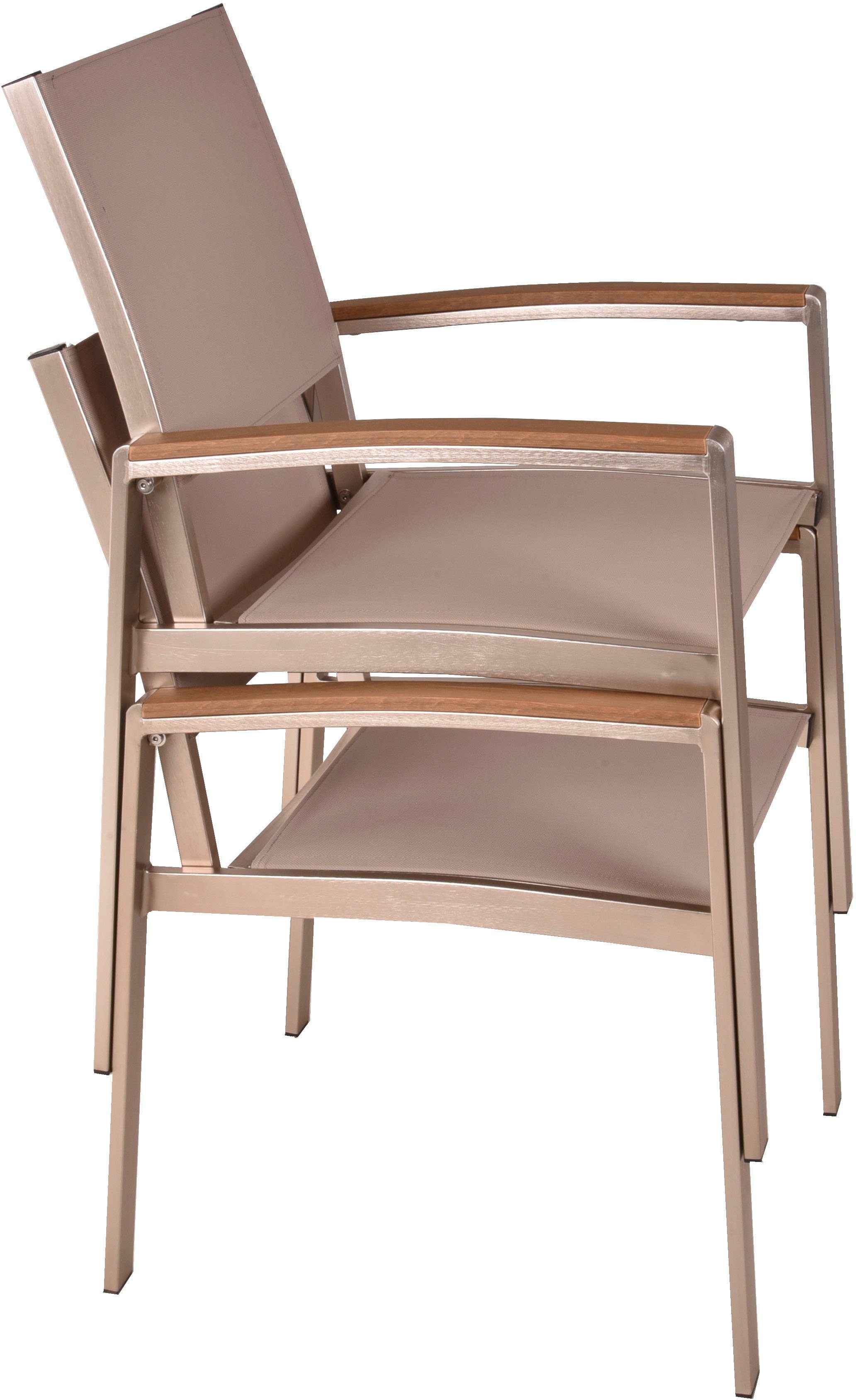 Garden Pleasure Garten-Essgruppe FLORENCE, (7-tlg., 1x Tisch, 6x Stapelstuhl), Stühle stapelbar, geeignet für 6 Personen