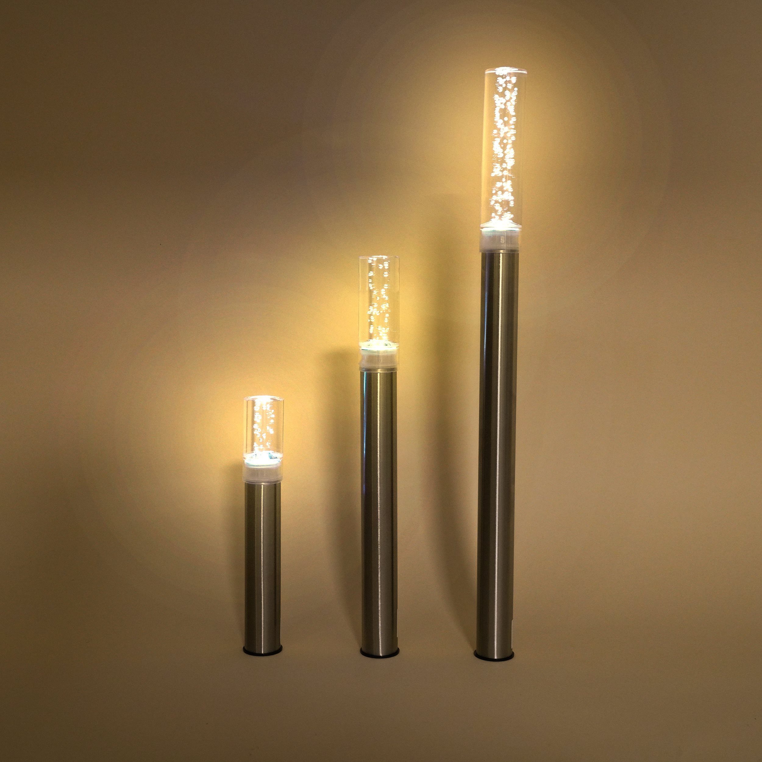 esotec LED Gartenleuchte 3x Solar Leuchtstab Trio Sticks warmweiß H22+35+50cm Luftblasen 102601