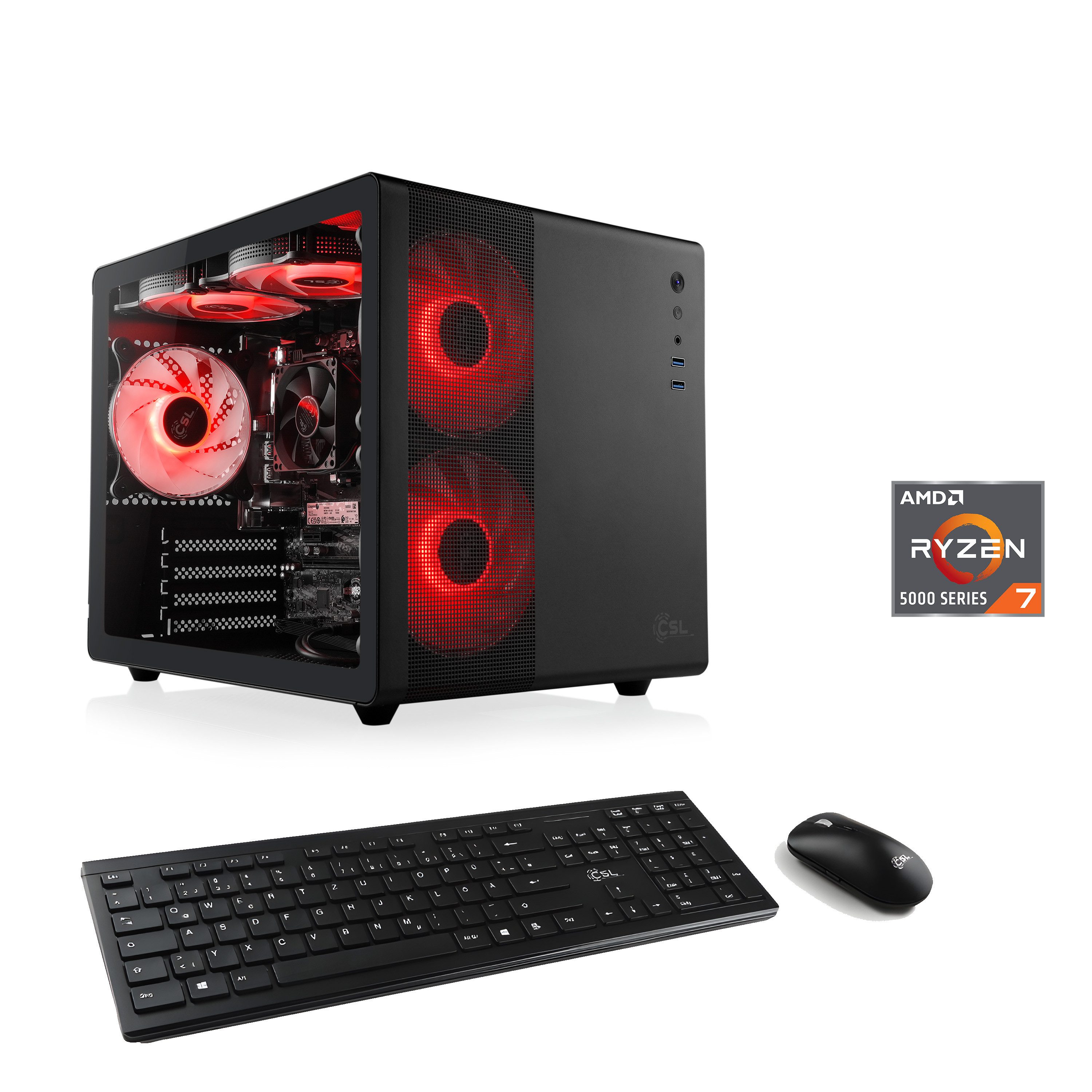 CSL Cube V24199 PC (AMD Ryzen 7 5700G, 0, 16 GB RAM, 500 GB SSD, Luftkühlung)