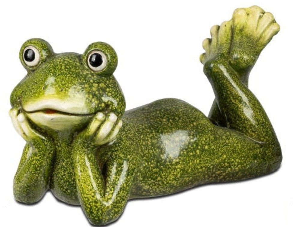 formano Dekofigur Frosch Figur liegend – 35–40 cm – aus Magnesia, handbemalt (1 St)