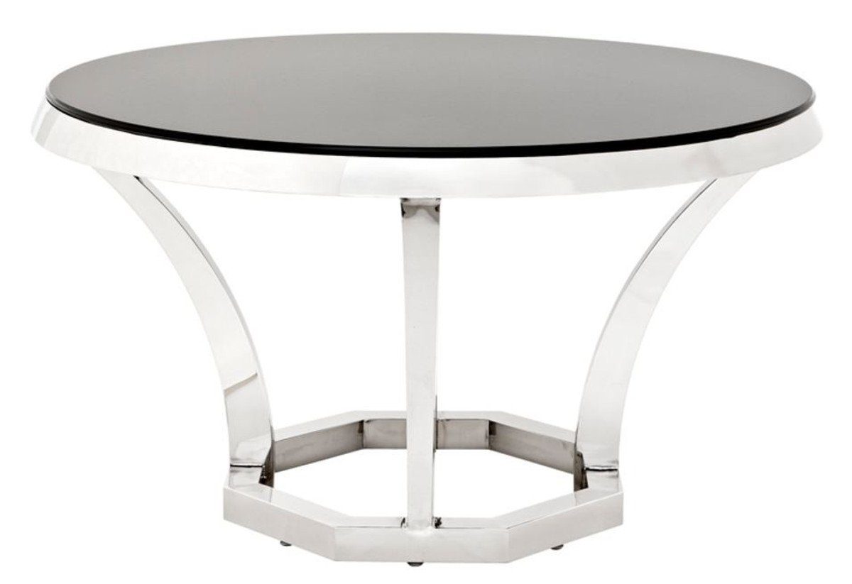 Casa Padrino Esstisch Luxus Edelstahl schwarzem - Designer 130 cm Esstisch Tisch x mit Glas 75 H