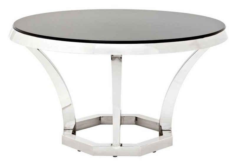 Casa Padrino Esstisch Luxus Edelstahl Esstisch mit schwarzem Glas 130 x H. 75 cm - Designer Tisch