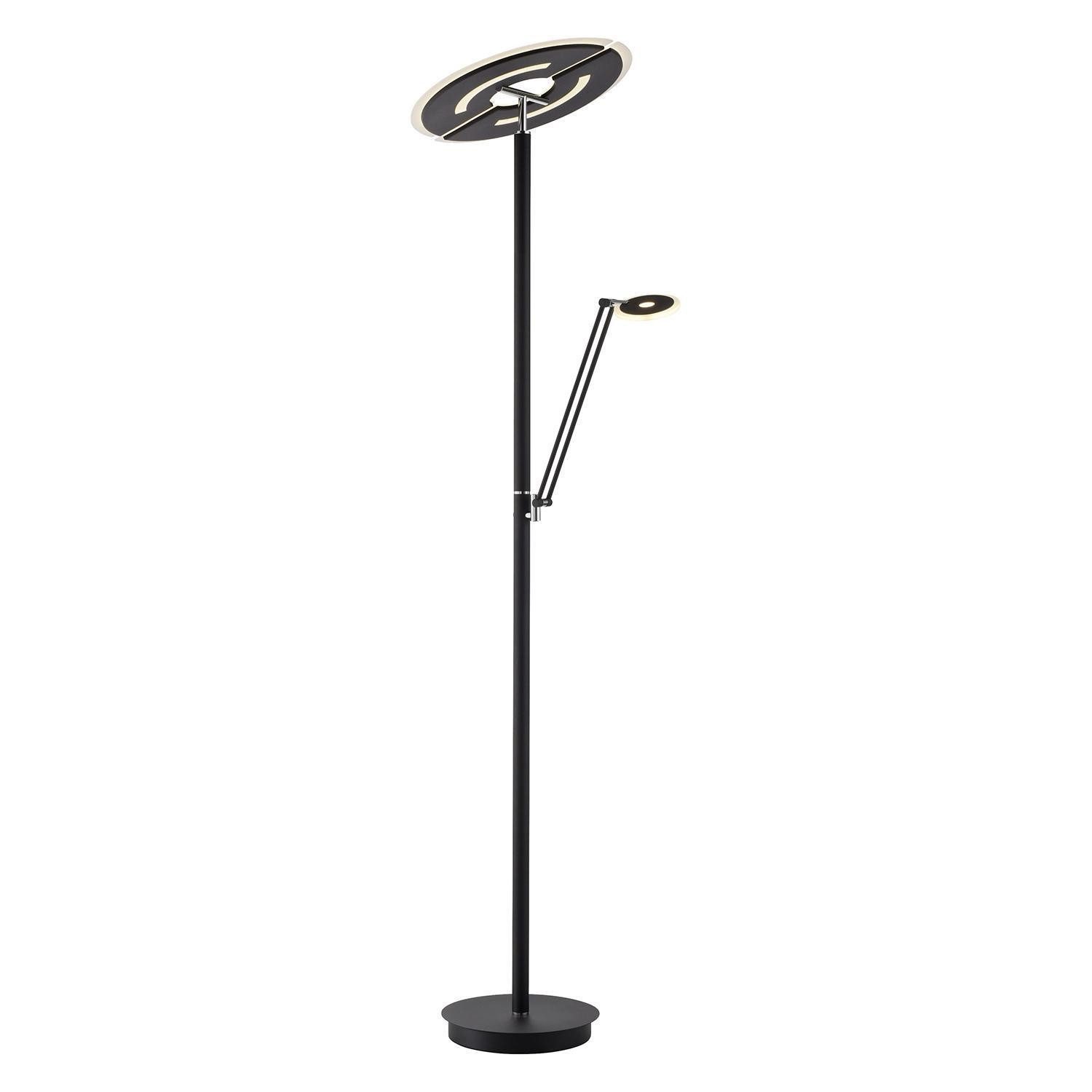 MONDO LED Uplighter RIMO, 2-flammig, Anthrazit, Stahl, mit Lesearm, Anpassung der Farbtemperatur, Dimmfunktion, LED fest integriert, Extra-Warmweiß, Neutralweiß, Touchsensor, B 62 x H 200,3 x T 44 cm