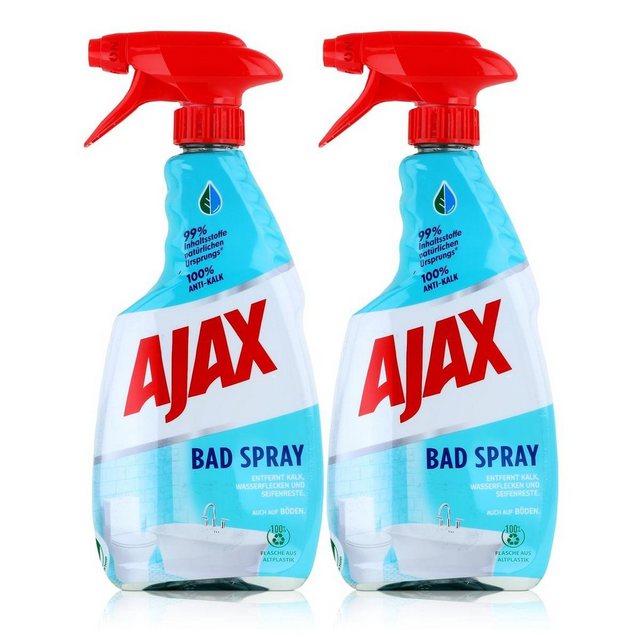 AJAX Ajax Bad Spray Badreiniger 500ml – Entfernt Kalk & Seifenreste (2er Pa Badreiniger