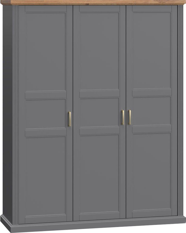 OTTO home Kleiderschrank Tara, wahlweise 4 Breiten, hoher Schrank 227cm, soft-close-Funktion (Landhausstil mit Kranzprofil und Kasettenoptik, Innen Holzdekor) lackiert mit hochwertigen wasserbasiertem UV-Lack, FSC-zertifiziert