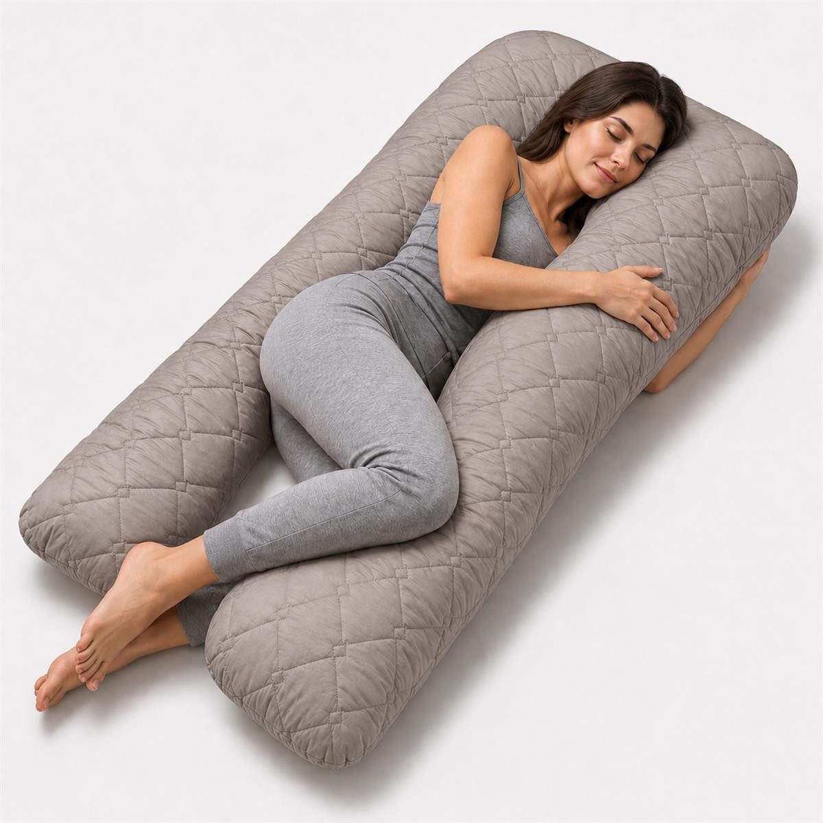 SEI Design Seitenschläferkissen Schwangerschaftskissen U-Form Seitenschläferkissen Komfortkissen XXL, Seitenschläferkissen mit Bezug, 1-tlg., Schwangerschaftskissen gesteppt, 2x Reißverschluss