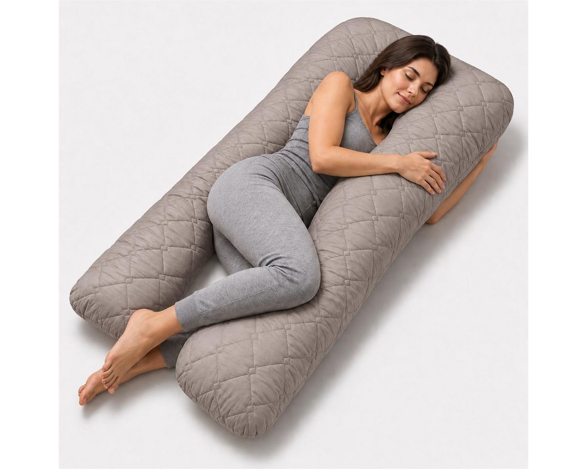 SEI Design Seitenschläferkissen Schwangerschaftskissen U-Form Seitenschläferkissen Komfortkissen XXL, Seitenschläferkissen mit Bezug, 1-tlg., Schwangerschaftskissen gesteppt, 2x Reißverschluss