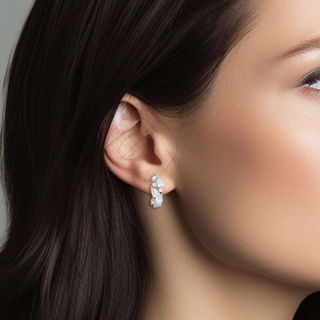 LÖB Paar Creolen 925 Silber Ohrringe Creolen Tropfen Zirkonia Steine 585 Go günstig online kaufen