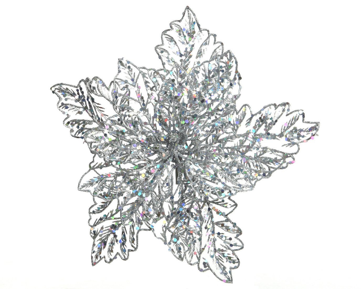 - Clip Decoris silber Kunststoff 23cm auf decorations Weihnachtsstern Weihnachtsbaumklammer, Blume season