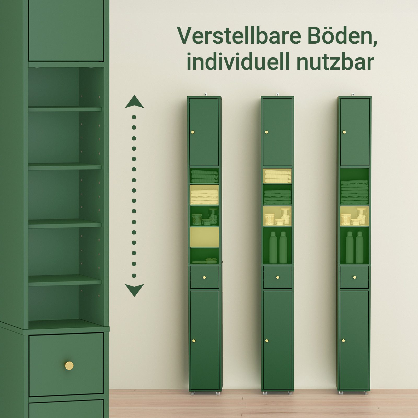 SoBuy Hochschrank BZR34, Badschrank schmal 20 cm, Badezimmerschrank, Hochschrank bad Badkommode, extra Stauraum für kleine Bäder, schlankes Design
