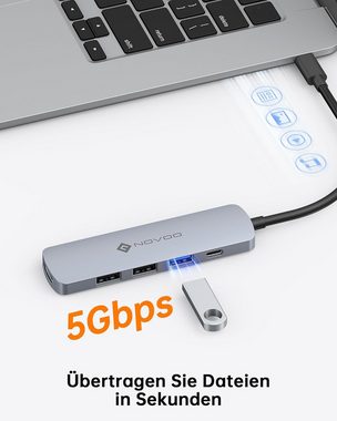 NOVOO USB-Adapter USB-C zu USB-C, USB-A 3.0, USB-A 2.0, HDMI, USB-C Hub
