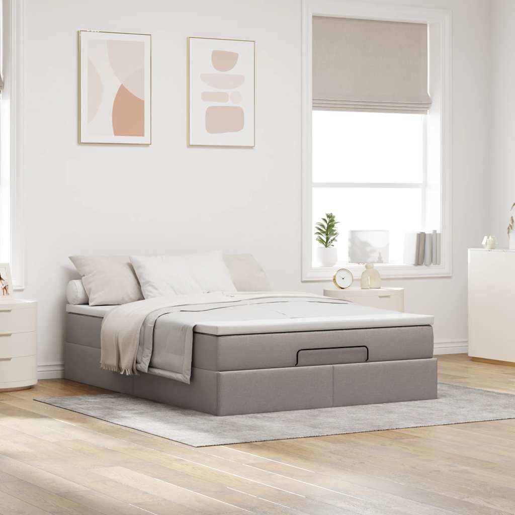 vidaXL Bett Ottoman-Bett mit Matratze Taupe günstig online kaufen