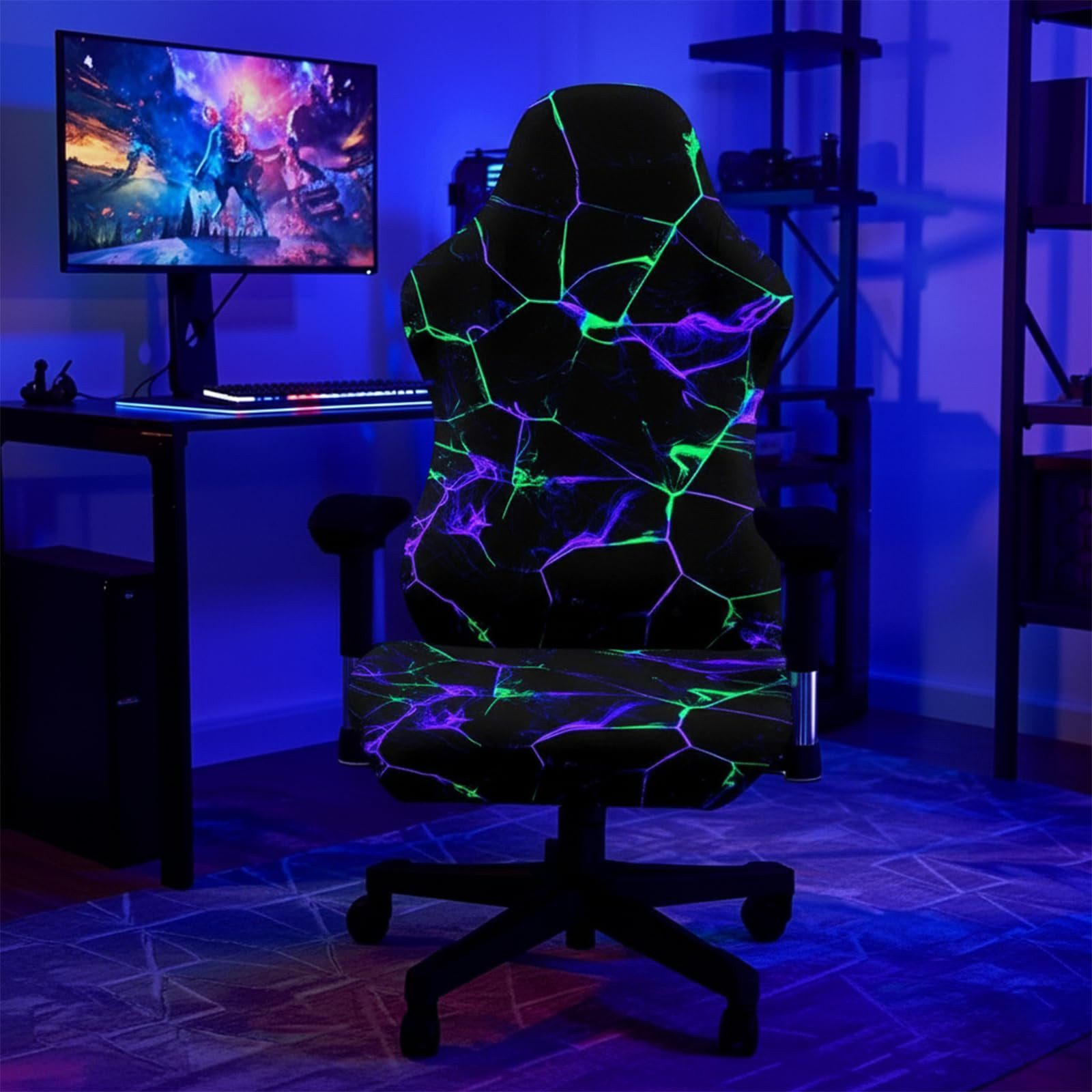 Agger Stuhlhusse Gaming Stuhlbezug Stretch – Universeller Gamingstuhl Bezug, Elastischer Bürostuhlbezug, Waschbar & Rutschfest – Bild 3 von 5