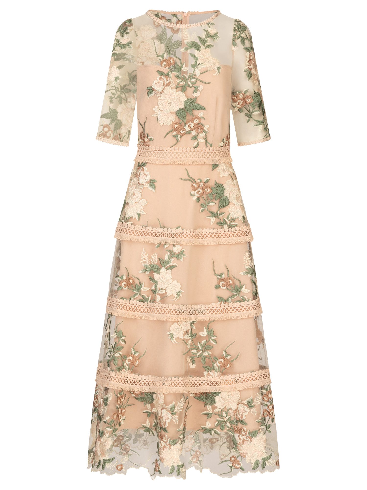 Apart Maxikleid allover bestickt mit plastischem Blumenmuster