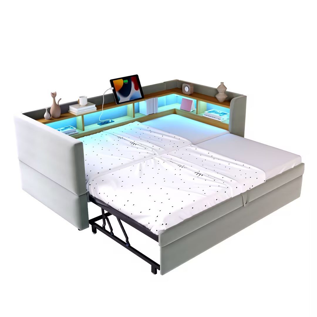 BlingBin Schlafsofa Polsterbett Ausziehbares mit LED günstig online kaufen