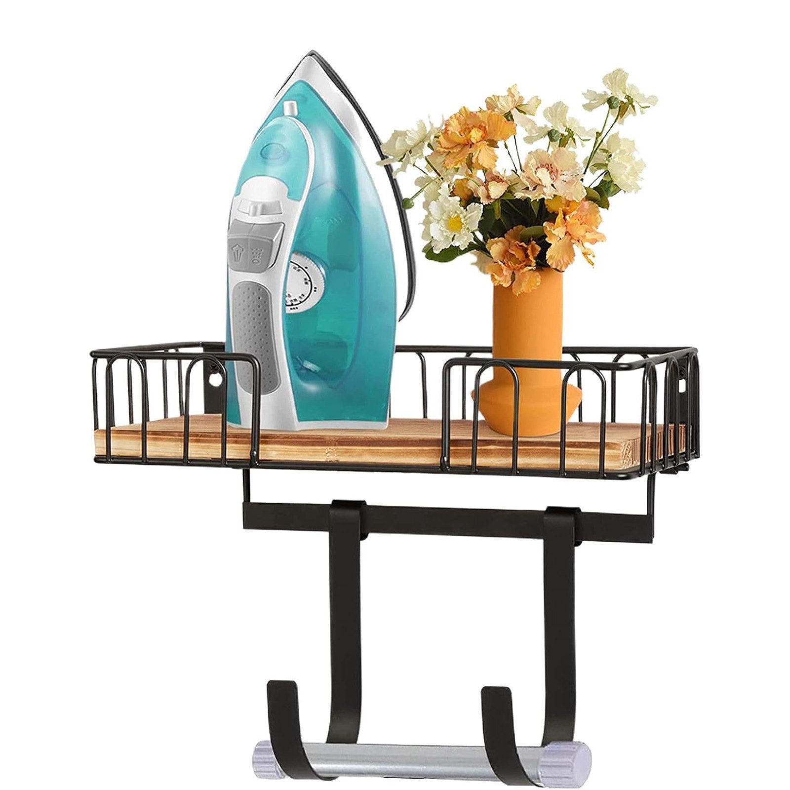 BlingBin Wandregal Bügelbrettaufhänger Metall-Wandhalterung für Bügeleisen und Bügelbrett, 1er Set 1-tlg., Dekoration und Aufbewahrung für die Waschküche mit großem Stauraum