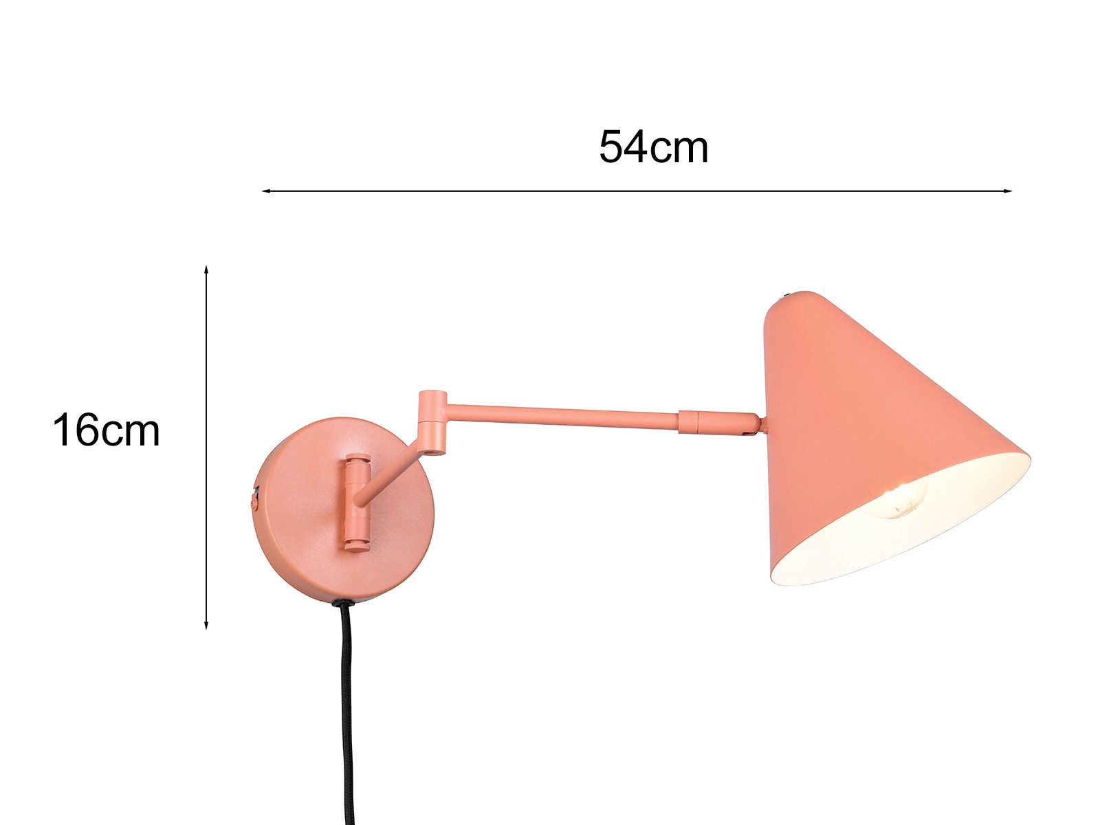 TRIO Leuchten LED Wandleuchte, Dimmfunktion, LED wechselbar, Warmweiß, Innen Wandbeleuchtung mit Schwenkarm Schalter, Kabel und Stecker
