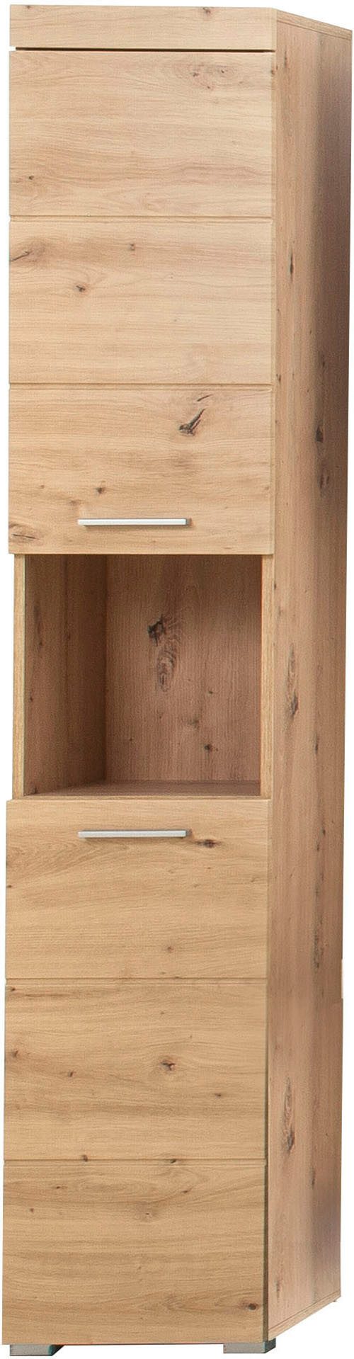 welltime Hochschrank Avena Badezimmerschrank 2-türig mit offenem Fach - 2 verstellbare Böden