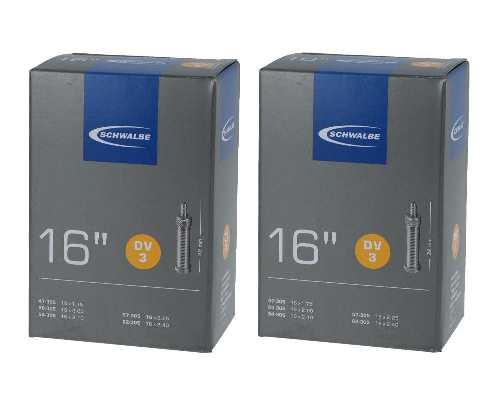Fahrradschlauch Schwalbe 2x Schlauch DV3 (47/62-305) - 16 Zoll