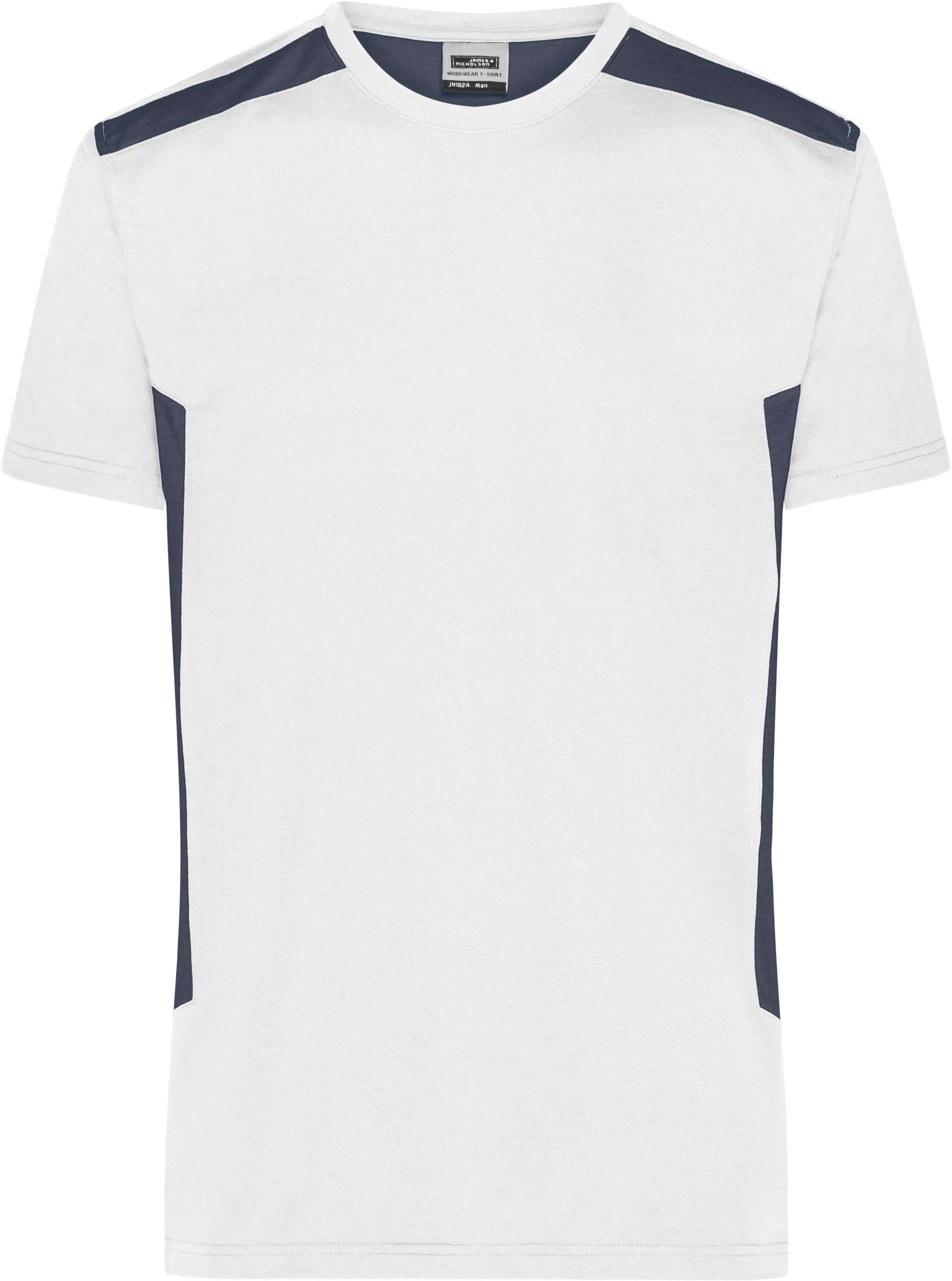James & Nicholson T-Shirt Herren Workwear T-Shirt - Strong white/carbon