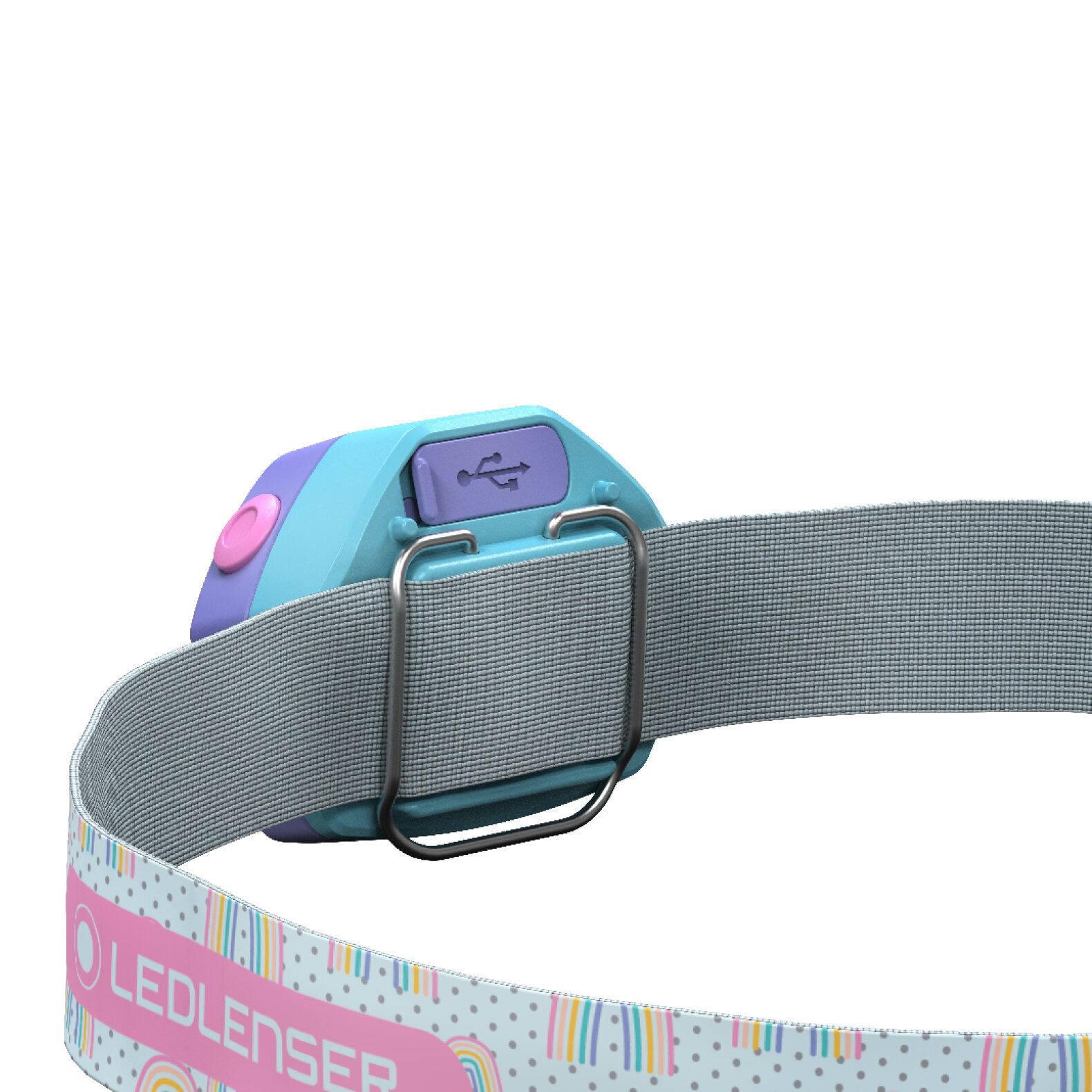 Ledlenser LED Stirnlampe Kidled4R Lila, 3 Farbmodi (Rot, Blau, Weiß), Blinkfunktion, wiederaufladbar, Clip