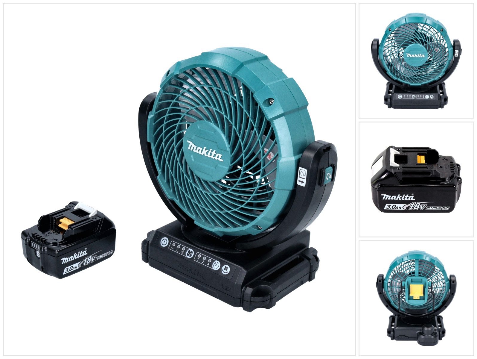 Makita Akku-Standventilator DCF 102 F1 Akku Ventilator Lüfter 18 V 18 cm + 1x Akku 3,0 Ah - ohne
