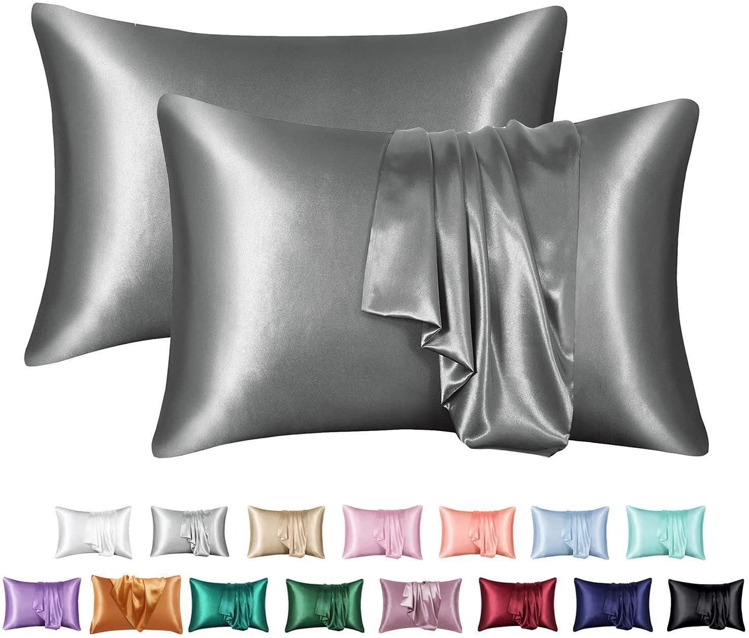 BYSURE Kissenbezug 2er Set Satin Kopfkissenbezug, (2 Stück), Bestseller, Weich wie Seide Kissenbezug Silk Pillowcase, Haarschutz
