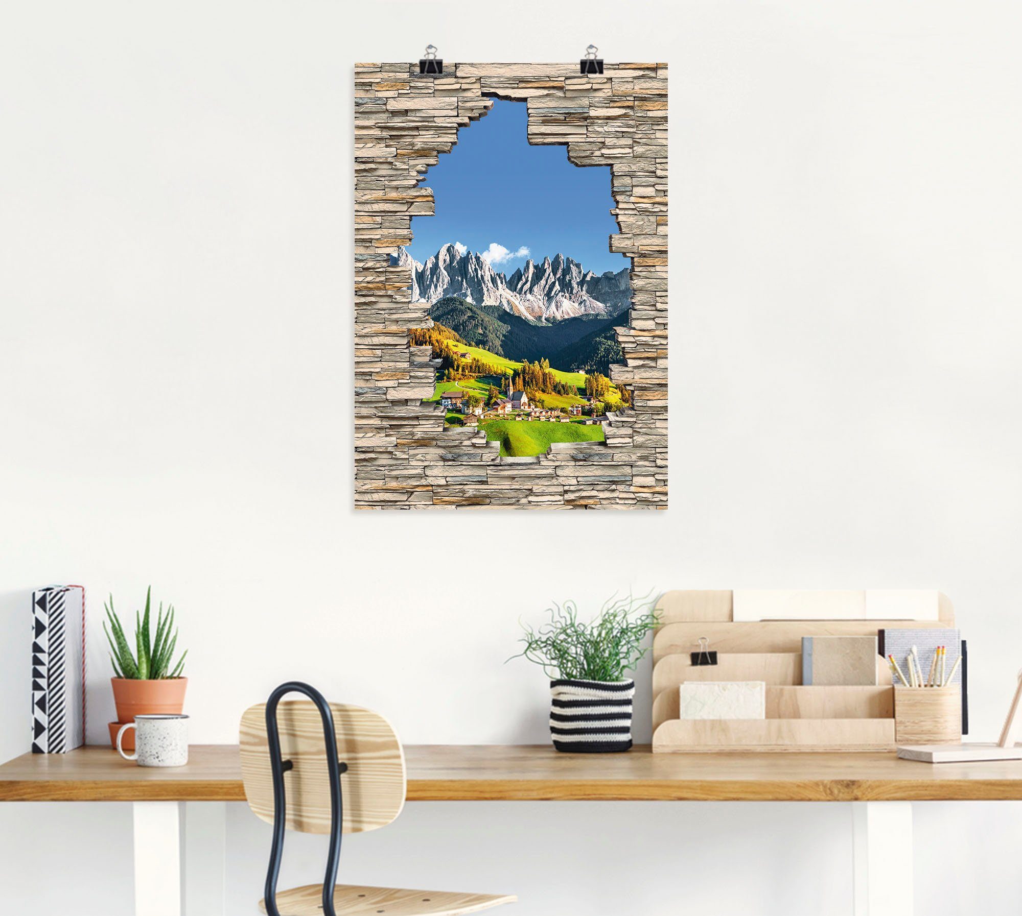 Maddalena & Leinwandbild, oder Wandaufkleber Alpenbilder Alpen Artland Wandbild versch. Poster St), in Alubild, Mauer, Berge Berge als Santa (1 Stein Größen
