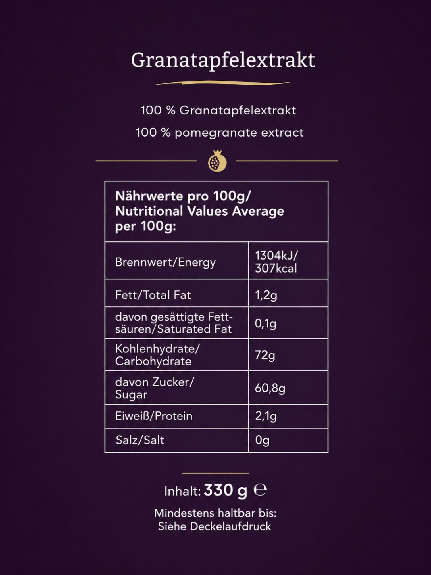 Madame Chéri Sirup Premium Granatapfelextrakt 100% Frucht, 330 g, 100 % Granatapfelextrakt, ohne Zusatzstoffe, vielseitig verwendbar – Bild 4 von 4