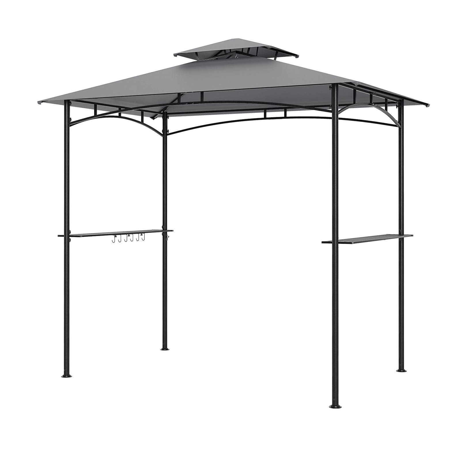 KOMFOTTEU Grillpavillon, mit 2 Seitenregalen & 6 Haken, 242 x 150 cm