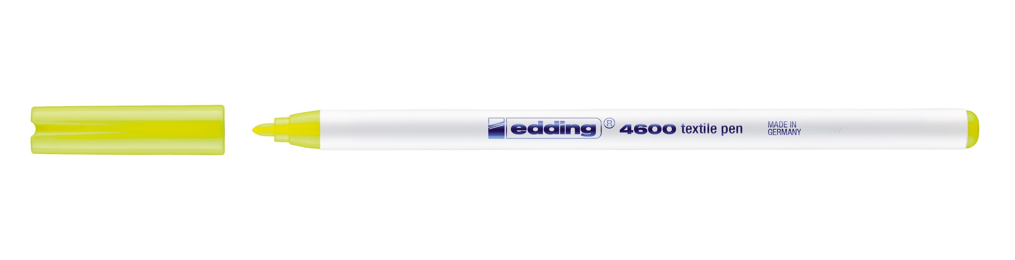 Lackmarker Edding 4600-065 4600 Textilmarker- Rundspitze, 1 mm, neon gelb