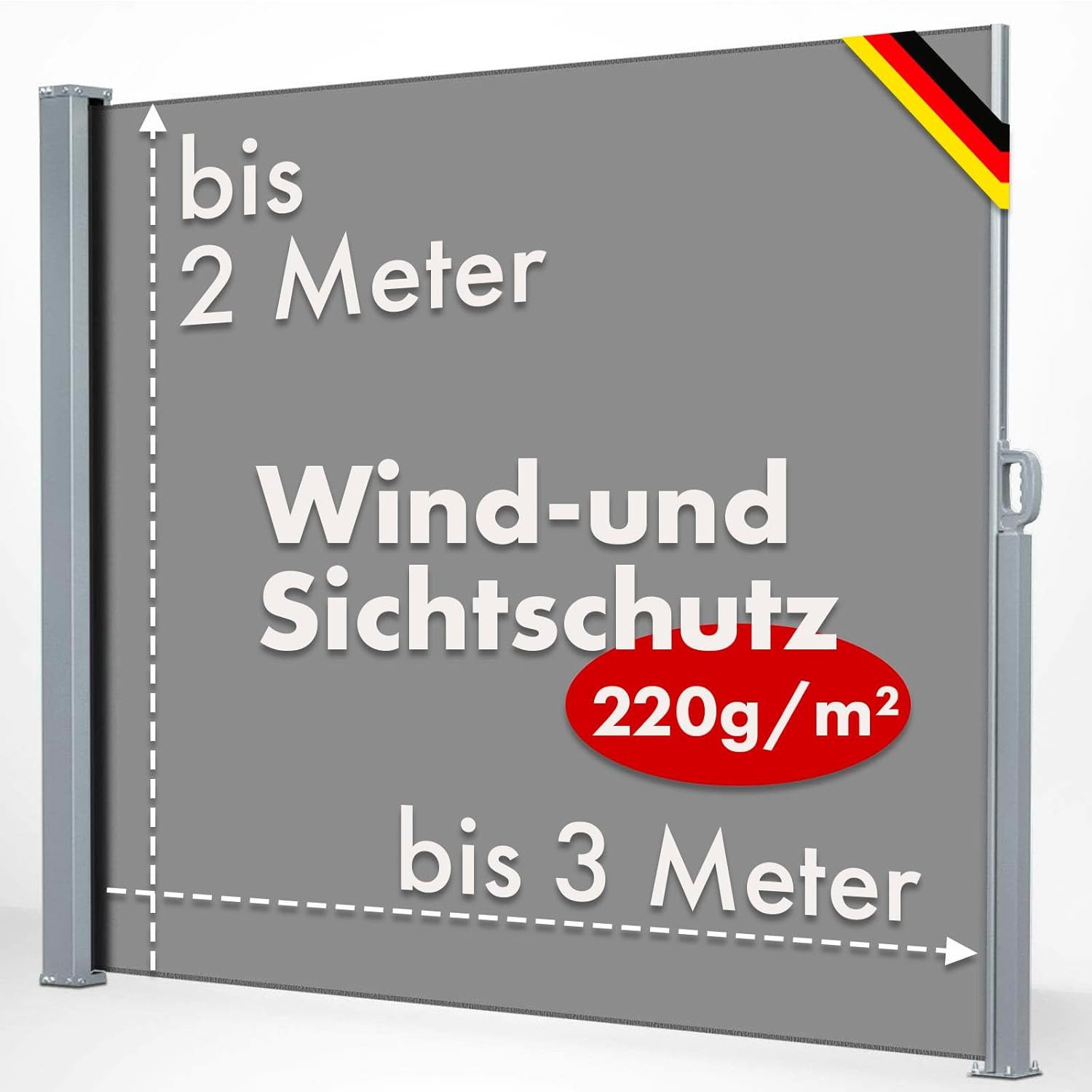 Karat Seitenmarkise für Balkon und Terrasse, Wind- und Sichtschutz In 3 Grö günstig online kaufen