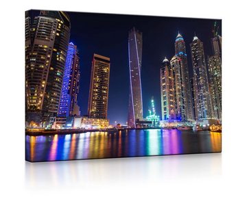 lightbox-multicolor LED-Bild Dubai Skyline mit Cayan Tower front lighted / 60x40cm, Leuchtbild mit Fernbedienung