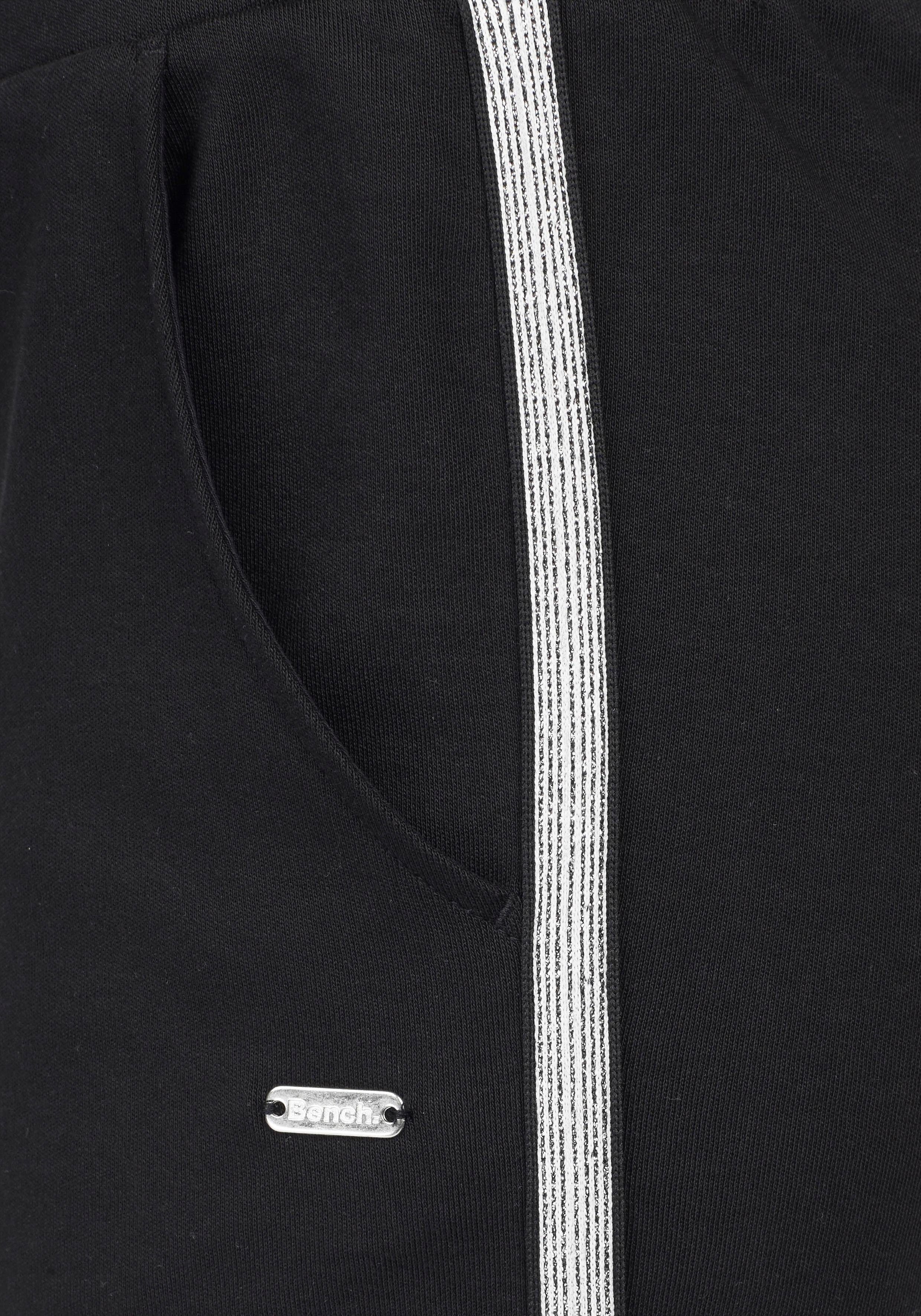 Bench. Loungewear Homewearhose schwarz mit Metallic-Streifen, Loungewear, Loungeanzug