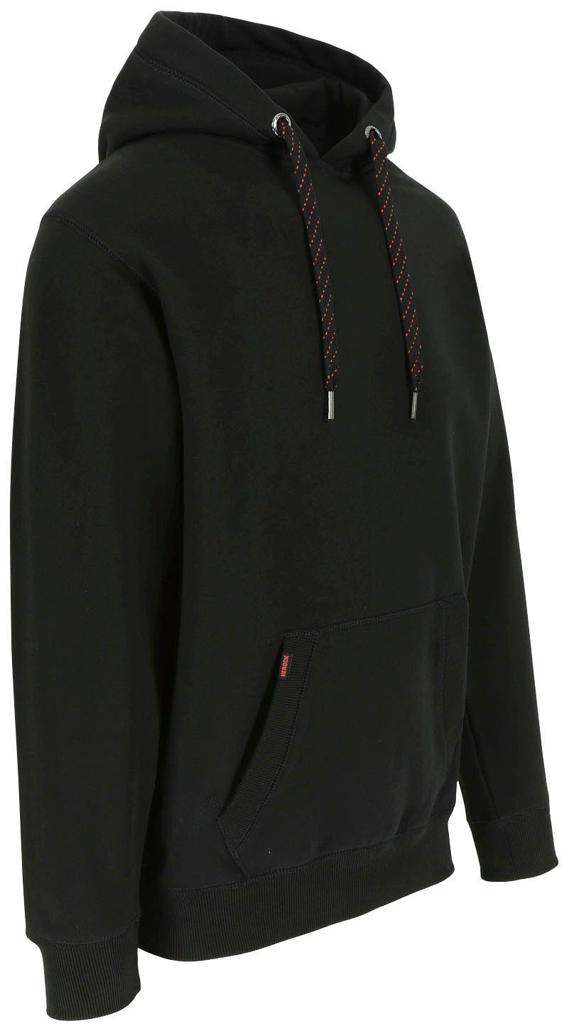 Sweater & Bequem, Kapuzenpullover Kapuze, mit Rippstrickbündchen Kängurutasche Hesus Bund, mit 1 Kapuze schwarz Herock
