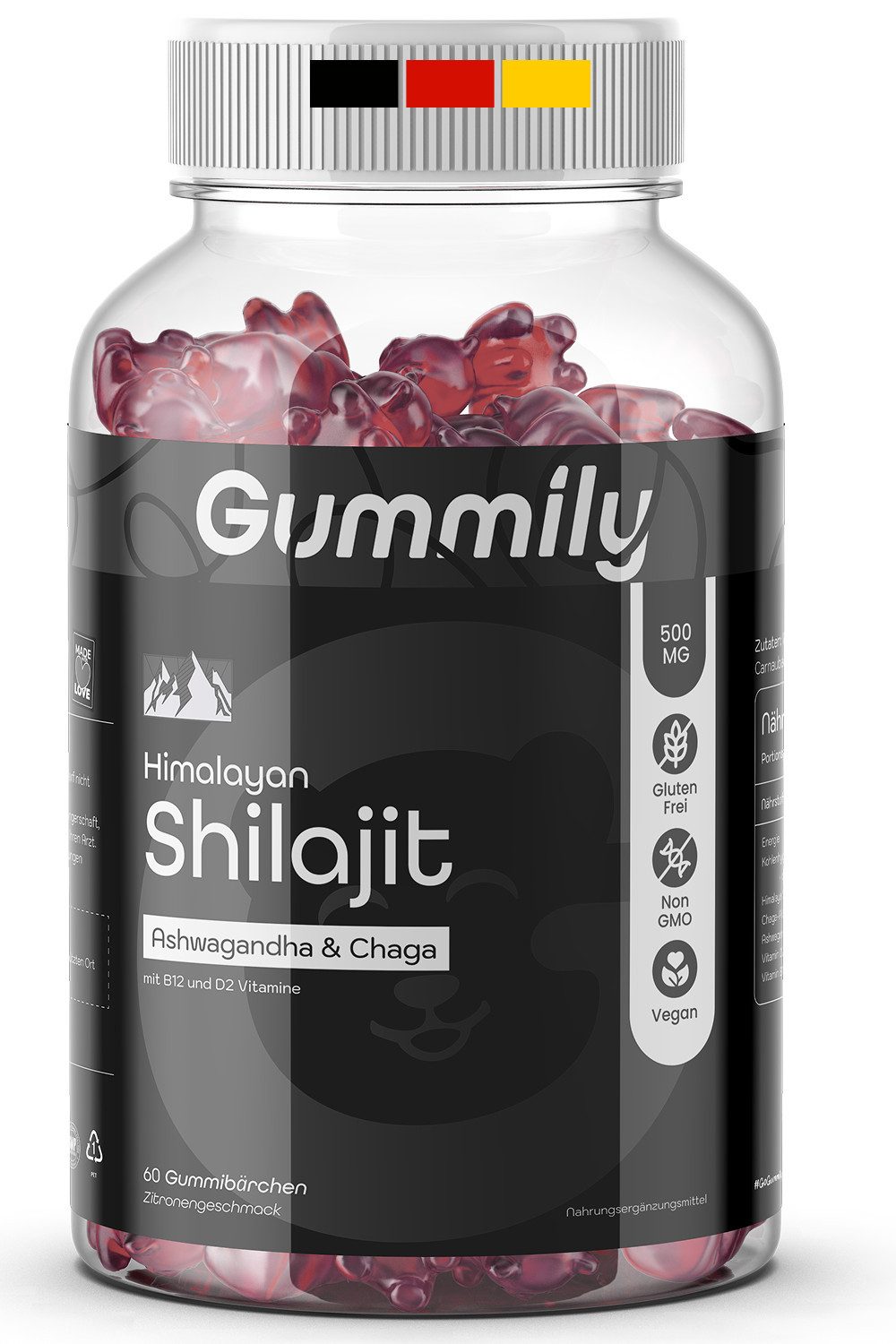 Gummily® Shilajit Gummies – LABORGEPRÜFT mit Ashwagandha & Chaga Gummibärchen, 180 g