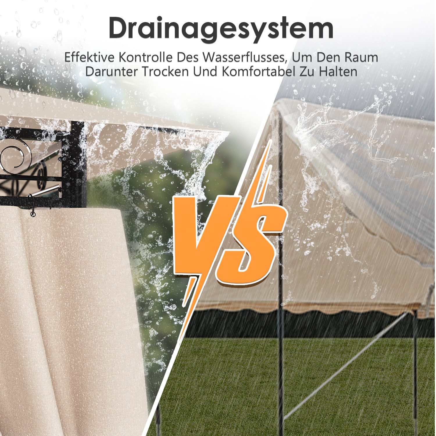 HOMALL Pavillon 300x600cm Wetterfestes Gartenpavillon mit 6 Seitenwänden und Solar-LED, mit 6 Seitenteilen, Gartenpavillon für 10-12 Personen, Winterfest und Wasserdicht