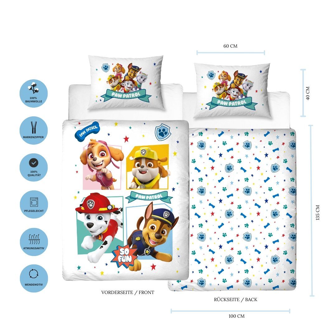 MTOnlinehandel Kinderbettwäsche Paw Patrol 100x135 + 40x60 cm, 100 % Baumwo günstig online kaufen