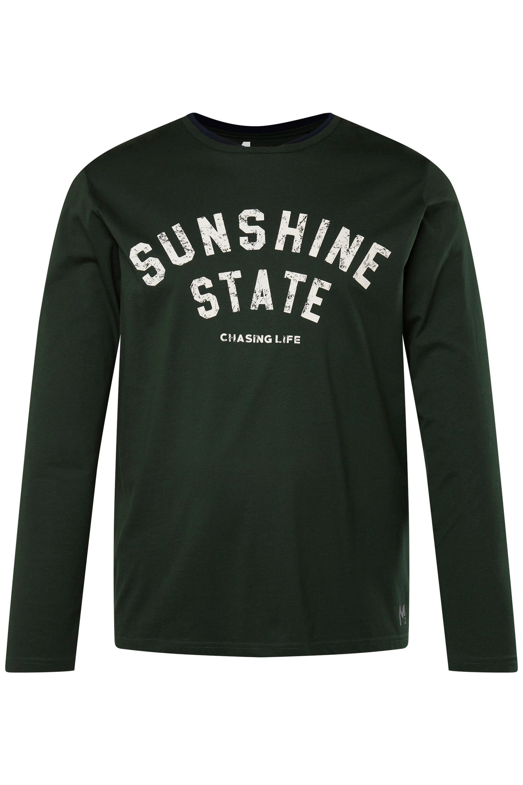 Men Plus T-Shirt Men+ T-Shirt Langarm großer Print Rundhals günstig online kaufen