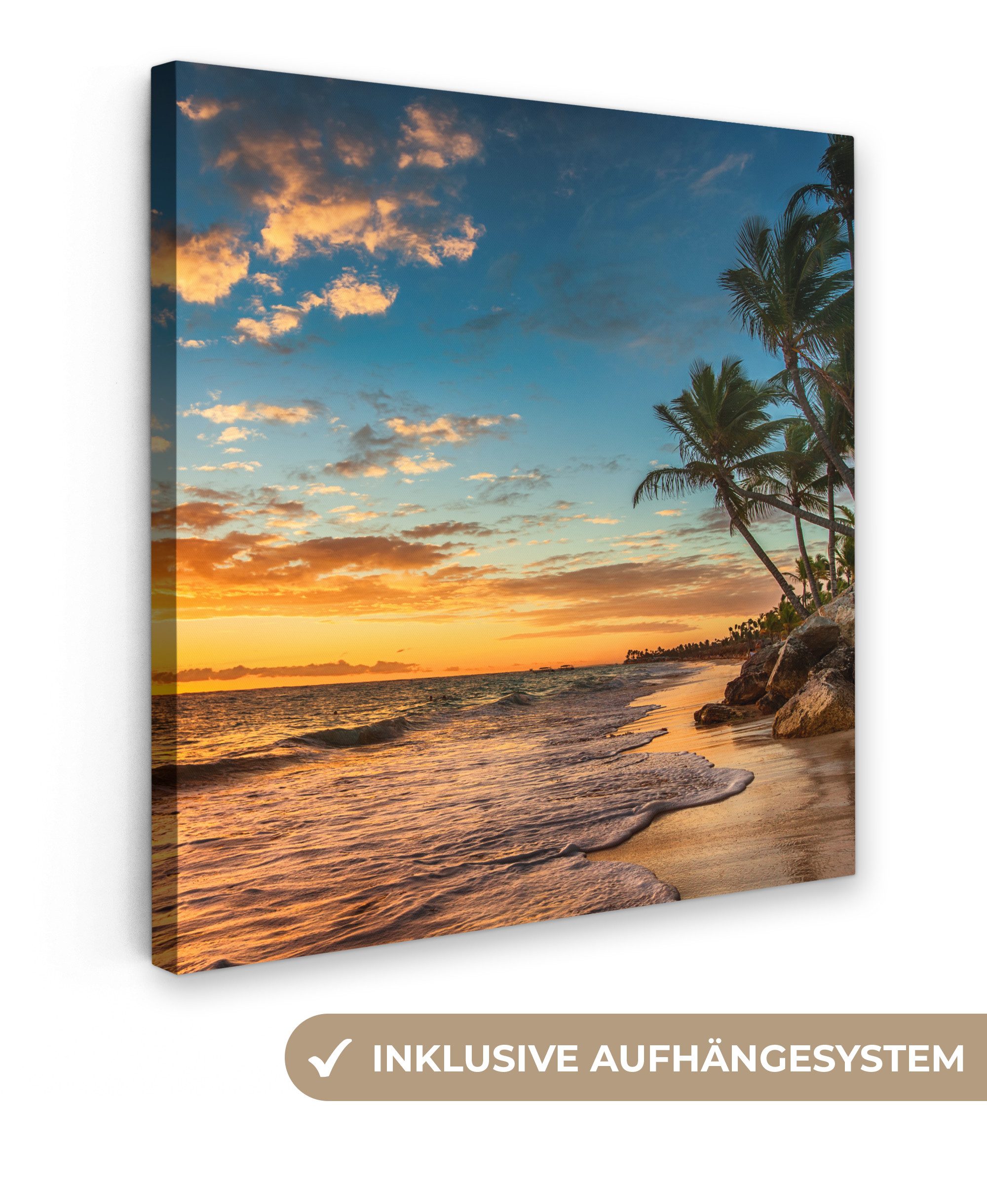 OneMillionCanvasses® Leinwandbild Strand - Sonnenuntergang - günstig online kaufen