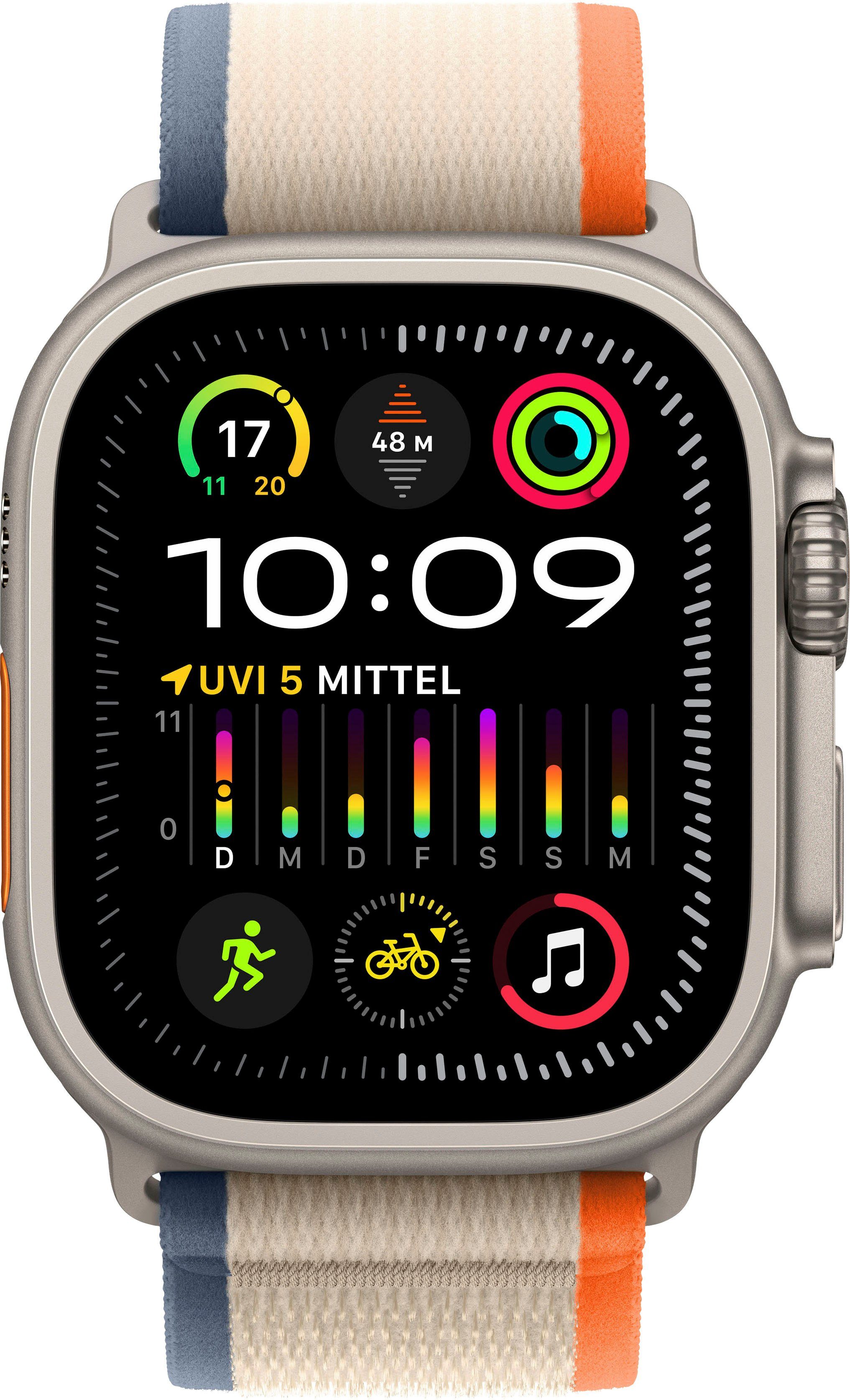 Apple Watch Ultra 2 GPS 49 mm + Cellular Titanium M/L Smartwatch (4,9 cm/1,92  Zoll, Watch OS 10), Trail Loop