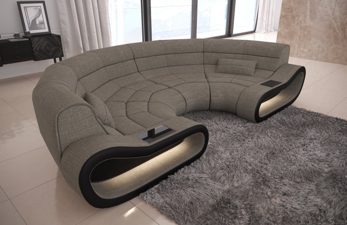 Sofa Dreams Ecksofa Couch Stoffsofa Polstersofa Concept Bigsofa Polster Stoff Sofa, mit LED, Designersofa mit ergonomischer Rückenlehne