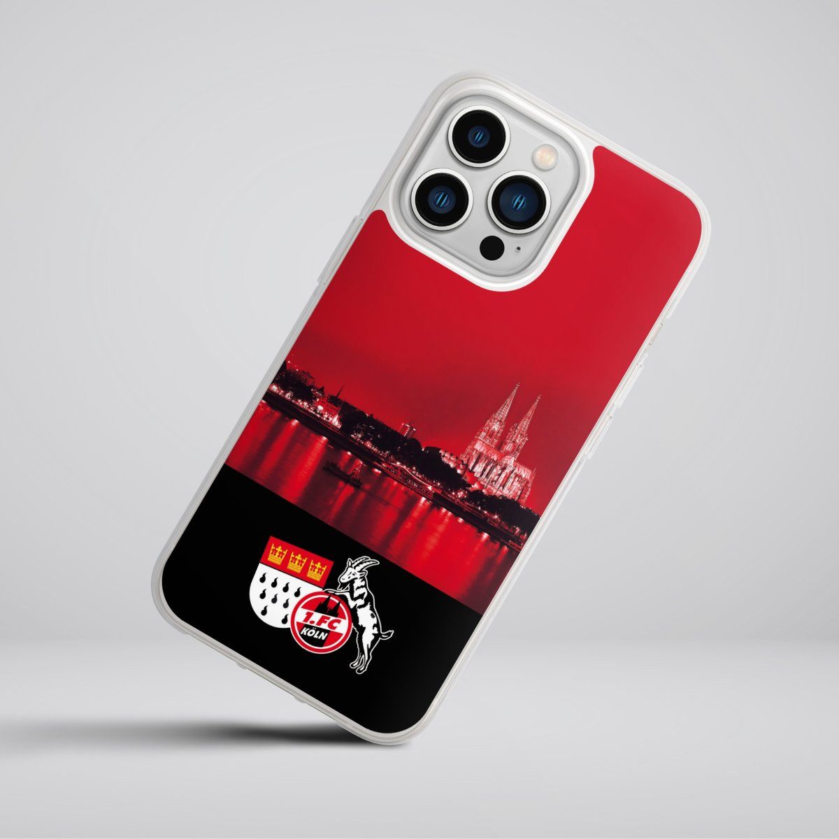 DeinDesign Handyhülle Skyline 1. FC Köln Offizielles Lizenzprodukt Skyline Köln Rot, Apple iPhone 13 Pro Silikon Hülle Bumper Case Handy Schutzhülle
