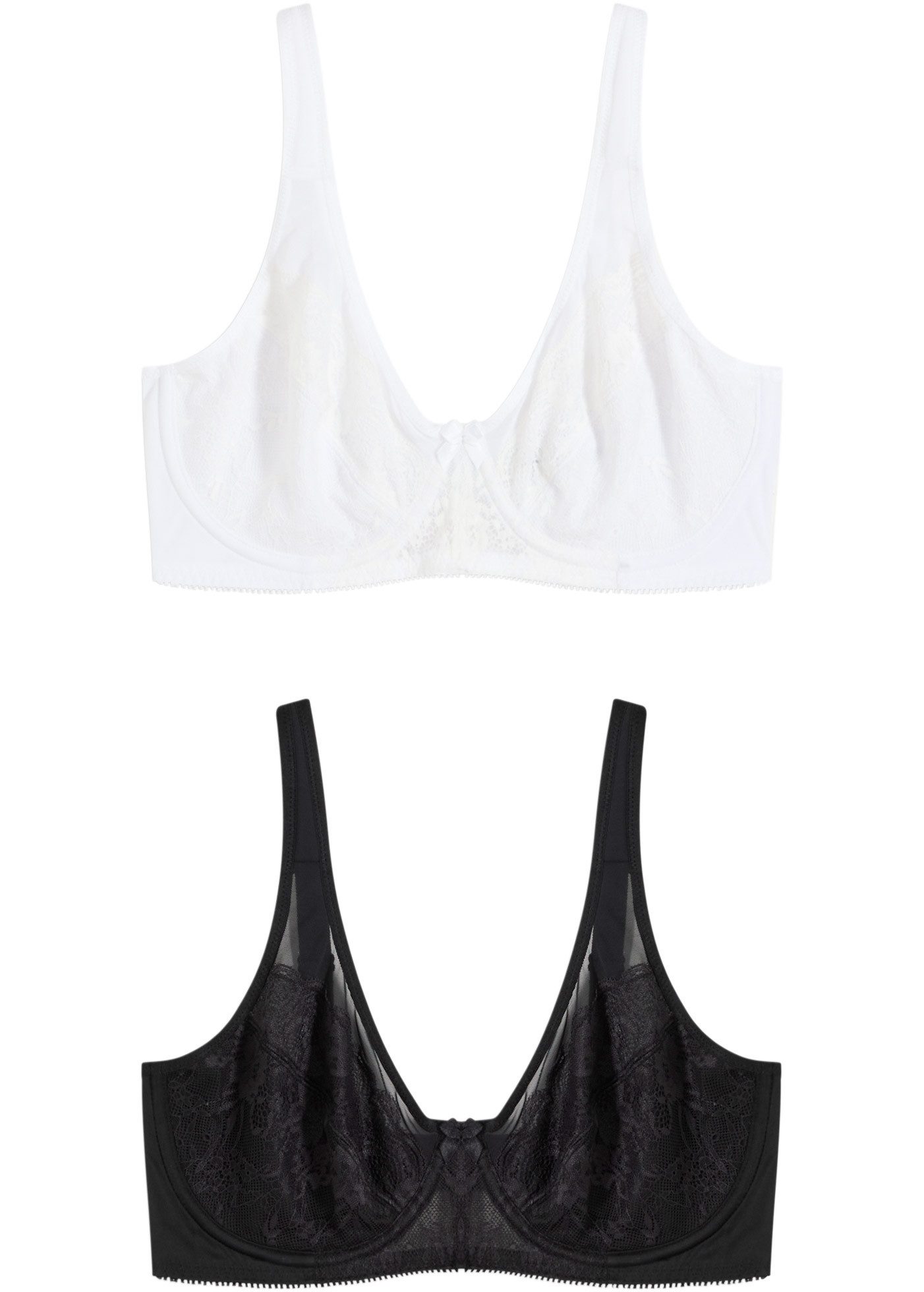 bonprix Minimizer-BH (Packung, 2-tlg) mit Bügel, mit Spitze und transparenten Details