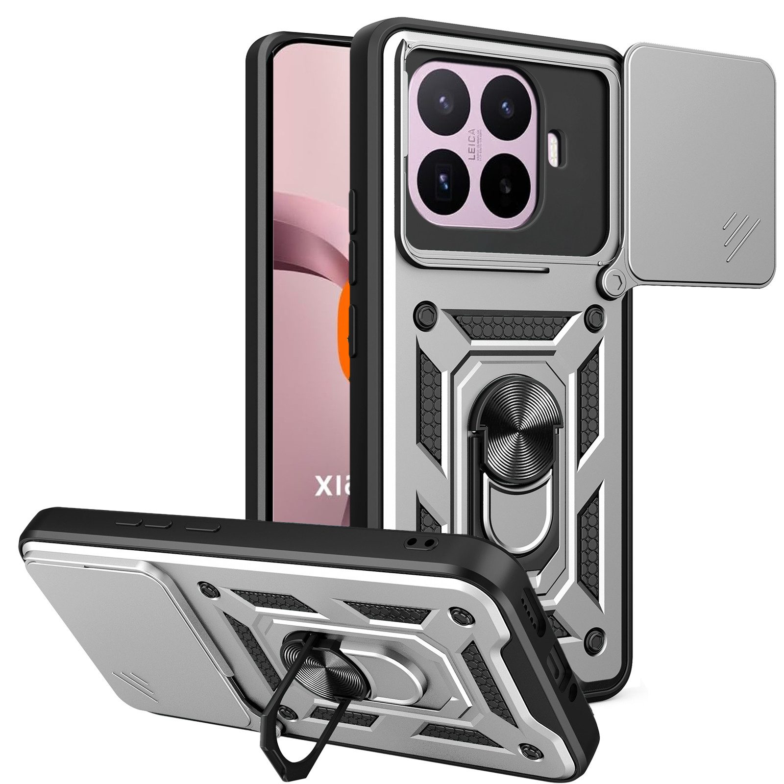 betterfon Handyhülle für Xiaomi Hülle mit Kameraschutz Ringhalter, Outdoorhülle mit Smartstand Kameraschutz und Silikonkern