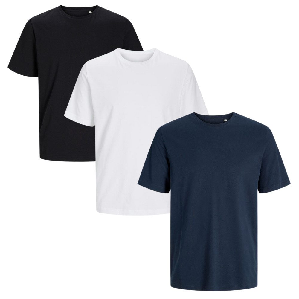 T-Shirt 3er Pack Baumwolle Kurzarm Mix Rundhals Premium