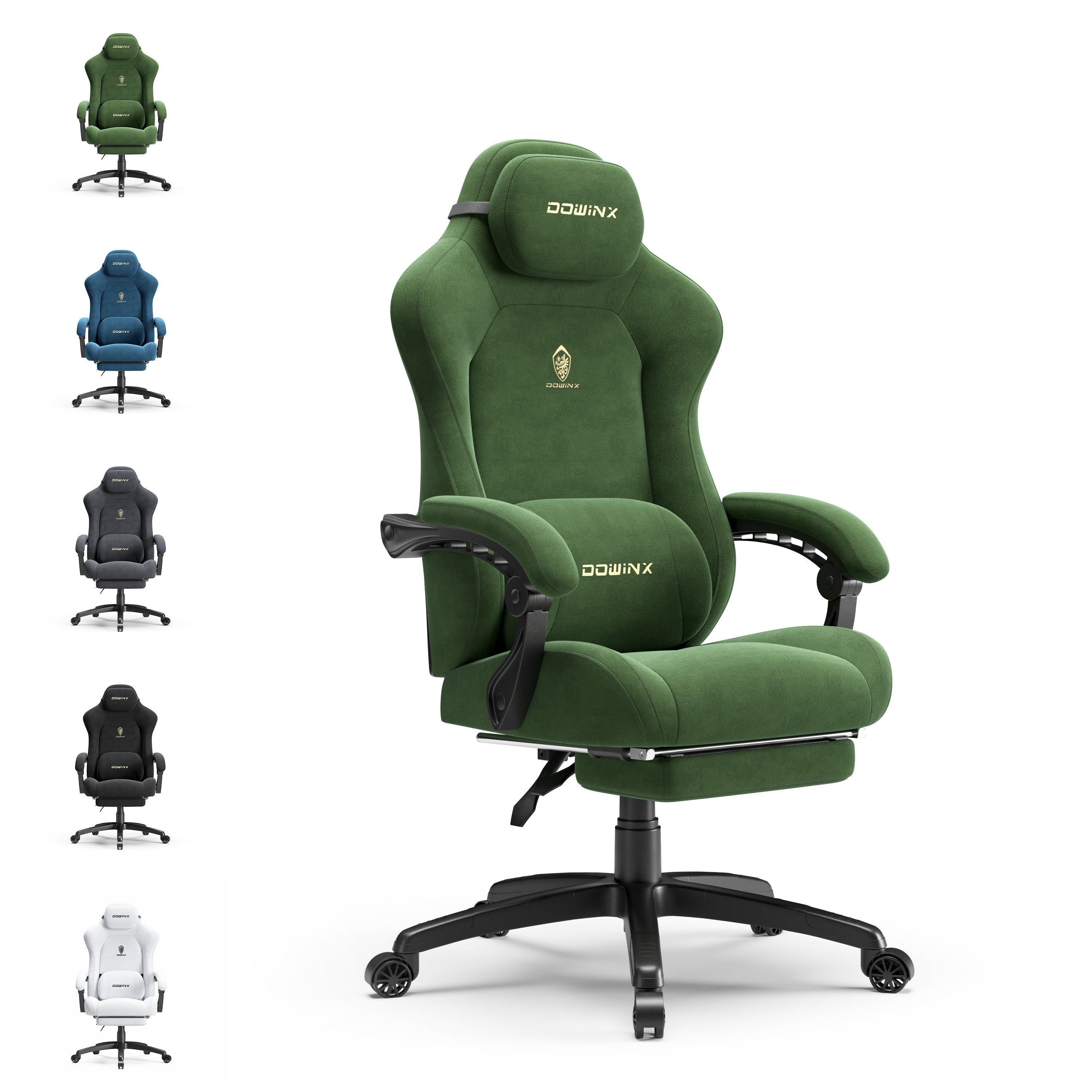 Dowinx Gaming-Stuhl Atmungsaktiver und Ergonomischer Bürostuhl aus Mikrofaser-Velours (Packung), Weiches Sitzgefühl, Verstellbarer Schreibtischstuhl mit Fußstütze