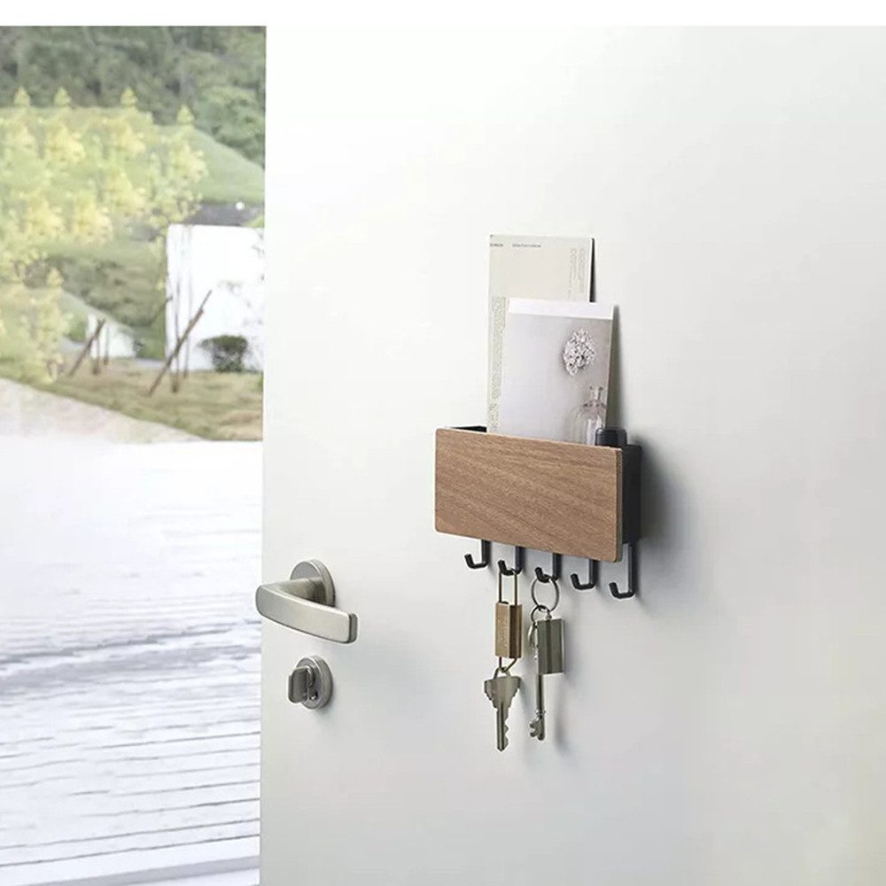 Zaewry Schlüsselbrett Schlüsselhalter mit 5 Haken, Kleine Schlüsselablage, Briefständer, (Einfach zu Installierende Schlüsselbrett Ohne Bohren), Geeignet für Ei – Bild 3 von 5