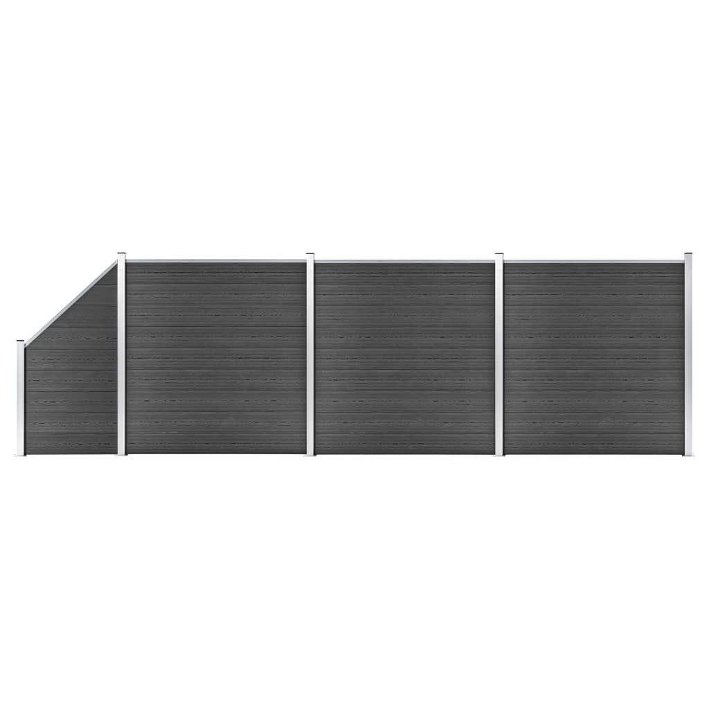 Gartentor Zaunelement Set WPC 619x105-186 cm Schwarz